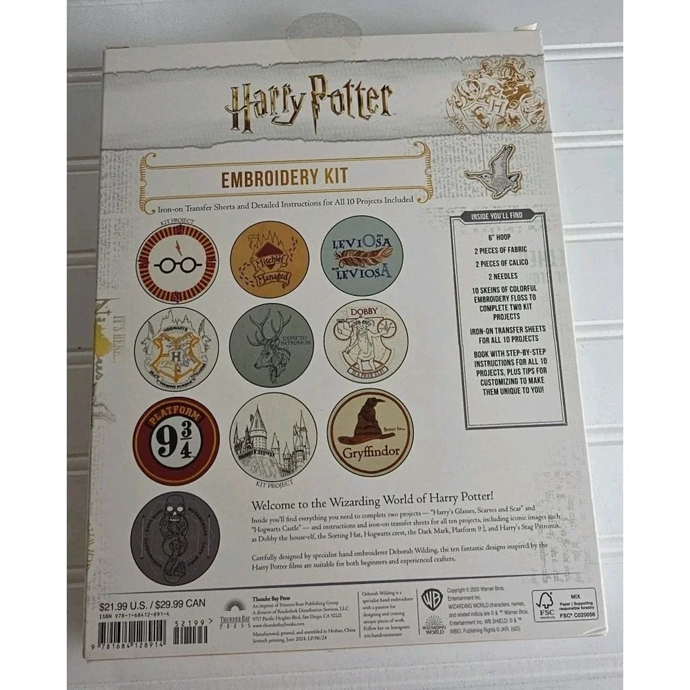 Embroidery Craft kit Harry Potter Embroidery by Deborah Wilding 2020 NEW